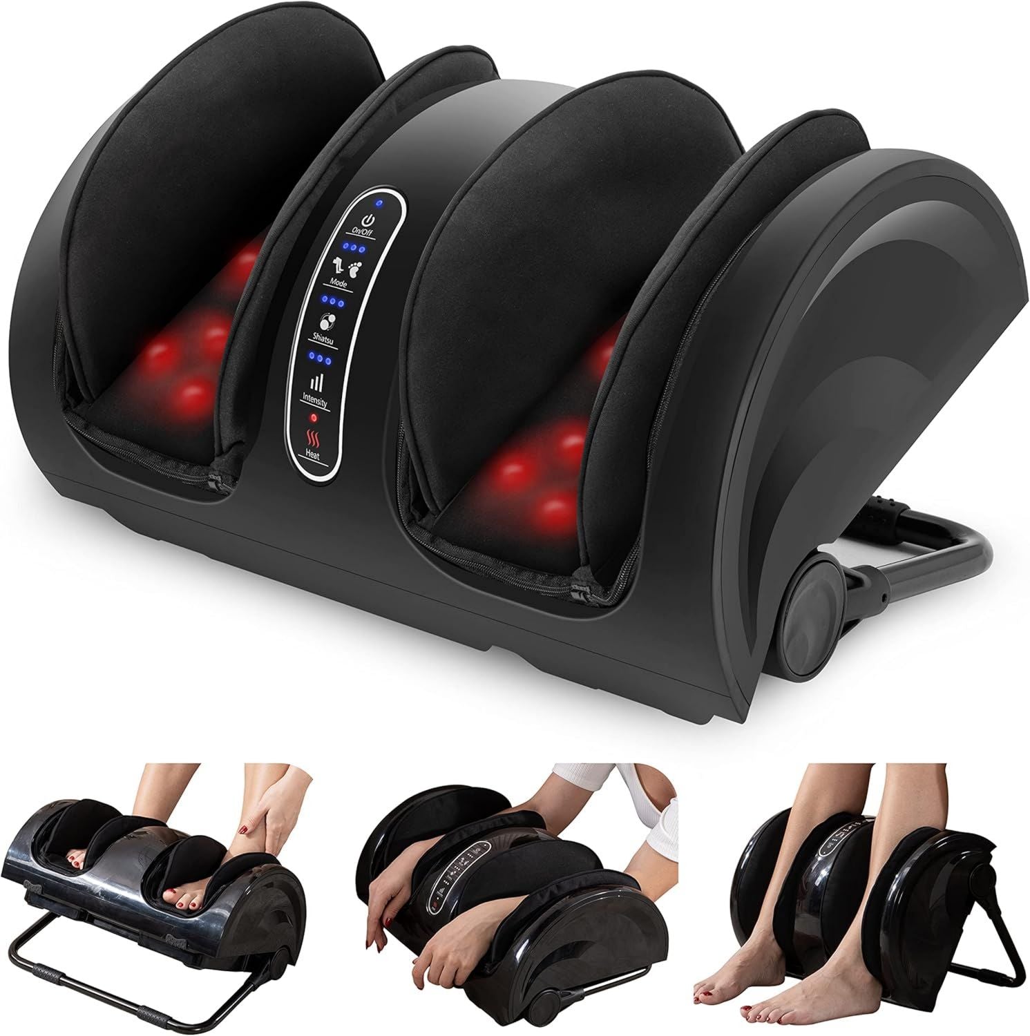 Appareil de massage - massage Shiatsu, fonction chauffante, pour pieds et jambes, sur pied